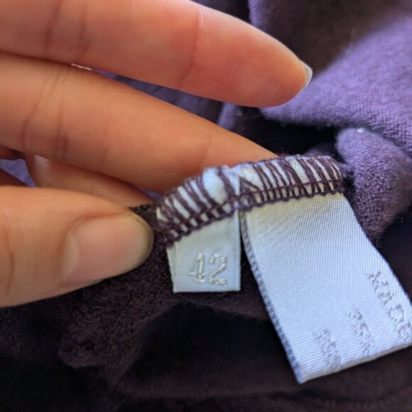 Vintage Miu Miu Cardigan Purple Tie Front Cropped Wool Silk Size 42 Small - Picture 7 of 10